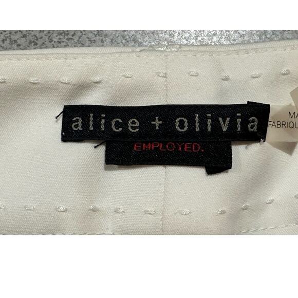 Alice+Olivia Sz 8 Stacey Slim Trouser Pants Employed White‎ Slacks Stretchy FLAW - Picture 3 of 15